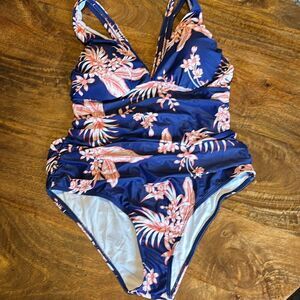 You Di An Blue Floral One Piece Swimsuit XL